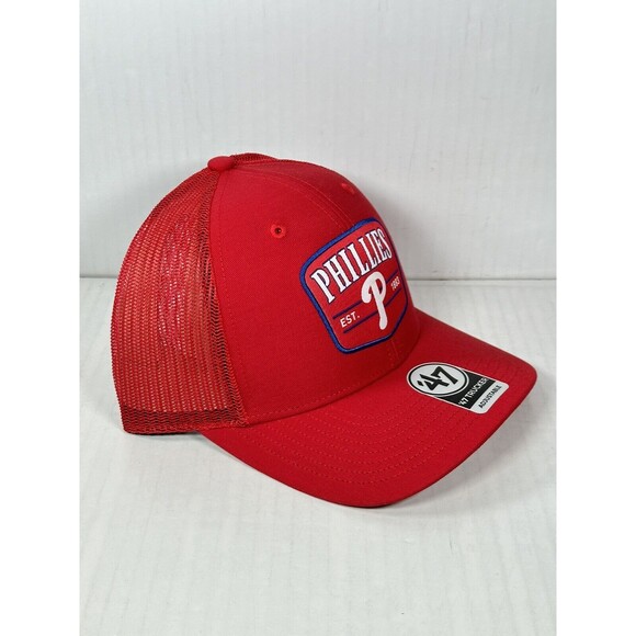 Philadelphia Philles Hat Red 47 Brand Trucker Adjustable Snapback Squad Cap MLB - Picture 3 of 4